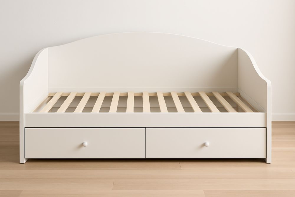 Banquette Lit en Bois avec Tiroirs Blanc