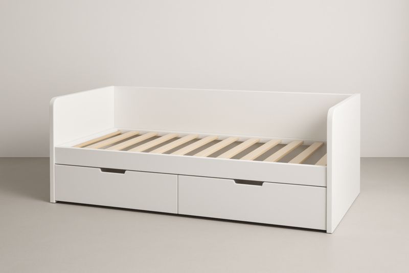 Lit banquette en MDF avec tiroirs Blanc 200x90x80 cm