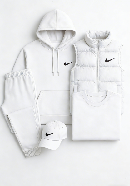 Nk Complete Set - Sweatshirt, Pants, Puffer Jacket