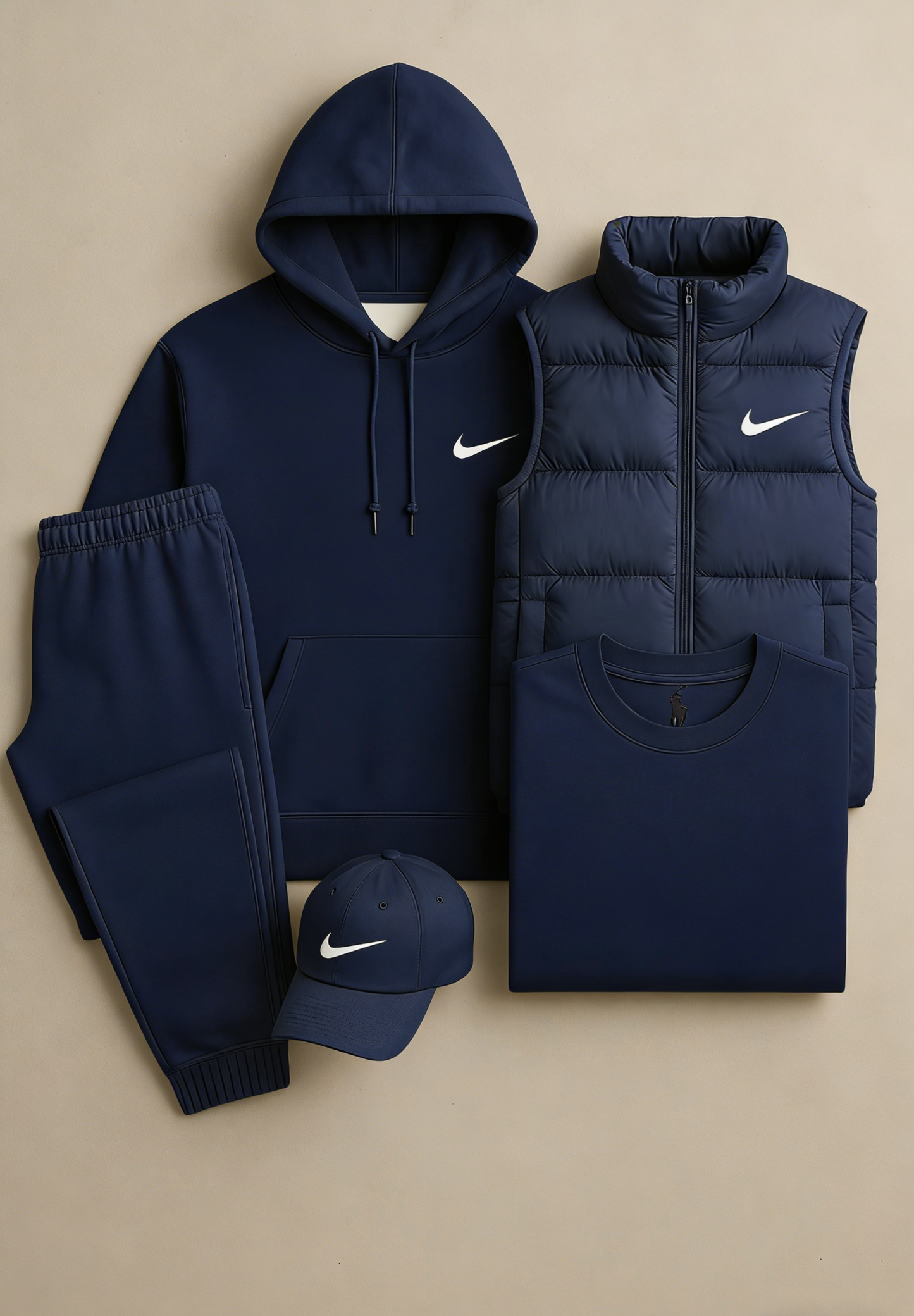 Nk Complete Set - Sweatshirt, Pants, Puffer Jacket
