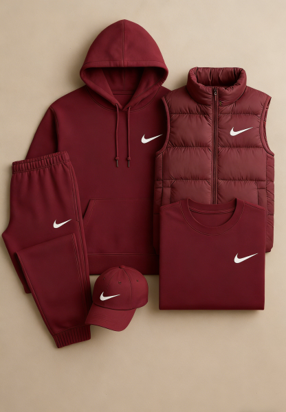 Nk Complete Set - Sweatshirt, Pants, Puffer Jacket