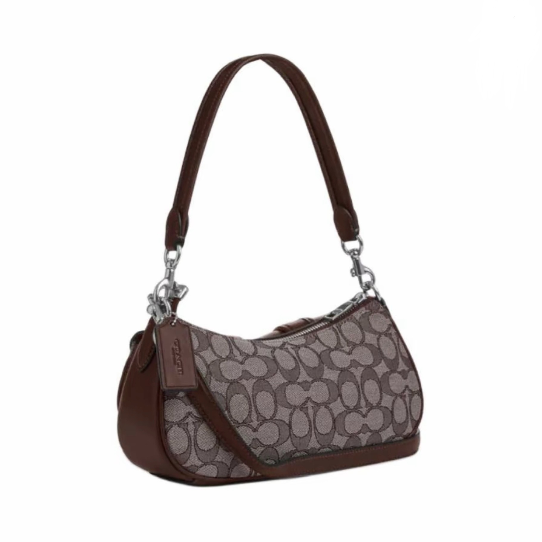 Ashton 25 Medium Logo Jacquard Silver Hardware Leather Crossbody Tote Shoulder Bag