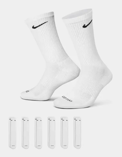 NIKE Mens Everyday Plus Cushioned 6 Pack Crew Socks