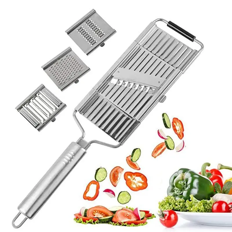 Stainless Steel 4 in 1 Multi-Purpose Vegetable Slicer,with 4 Adjustable Blades for Various Vegetables