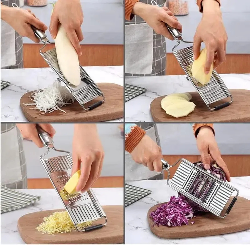Stainless Steel 4 in 1 Multi-Purpose Vegetable Slicer,with 4 Adjustable Blades for Various Vegetables
