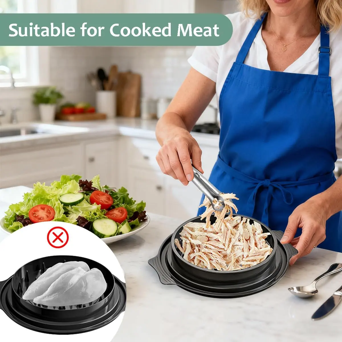 Gift for Fitness Lovers Large Chicken Shredder Tool with Visible Lid, Anti-Slip Ergonomic Handle, BPA Free Dishwas Large Capacity Safe Kitchen Gadget for Family Cooking, Elegant Black Meat Shredder for Pork/Beef/Vegetables Pet Owner Must-Have Perfect Gift