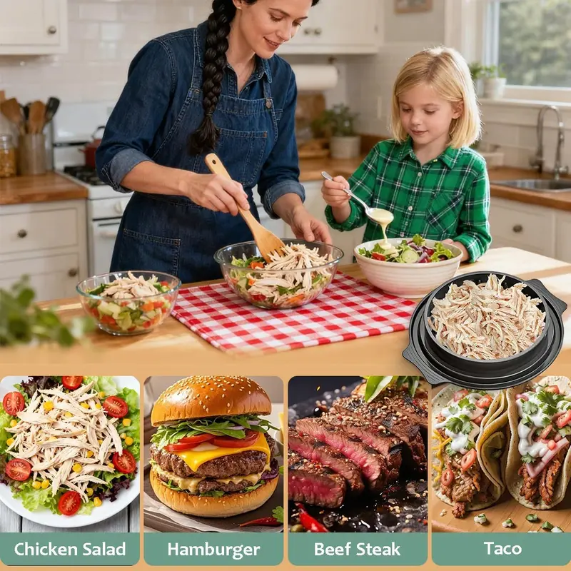 Gift for Fitness Lovers Large Chicken Shredder Tool with Visible Lid, Anti-Slip Ergonomic Handle, BPA Free Dishwas Large Capacity Safe Kitchen Gadget for Family Cooking, Elegant Black Meat Shredder for Pork/Beef/Vegetables Pet Owner Must-Have Perfect Gift