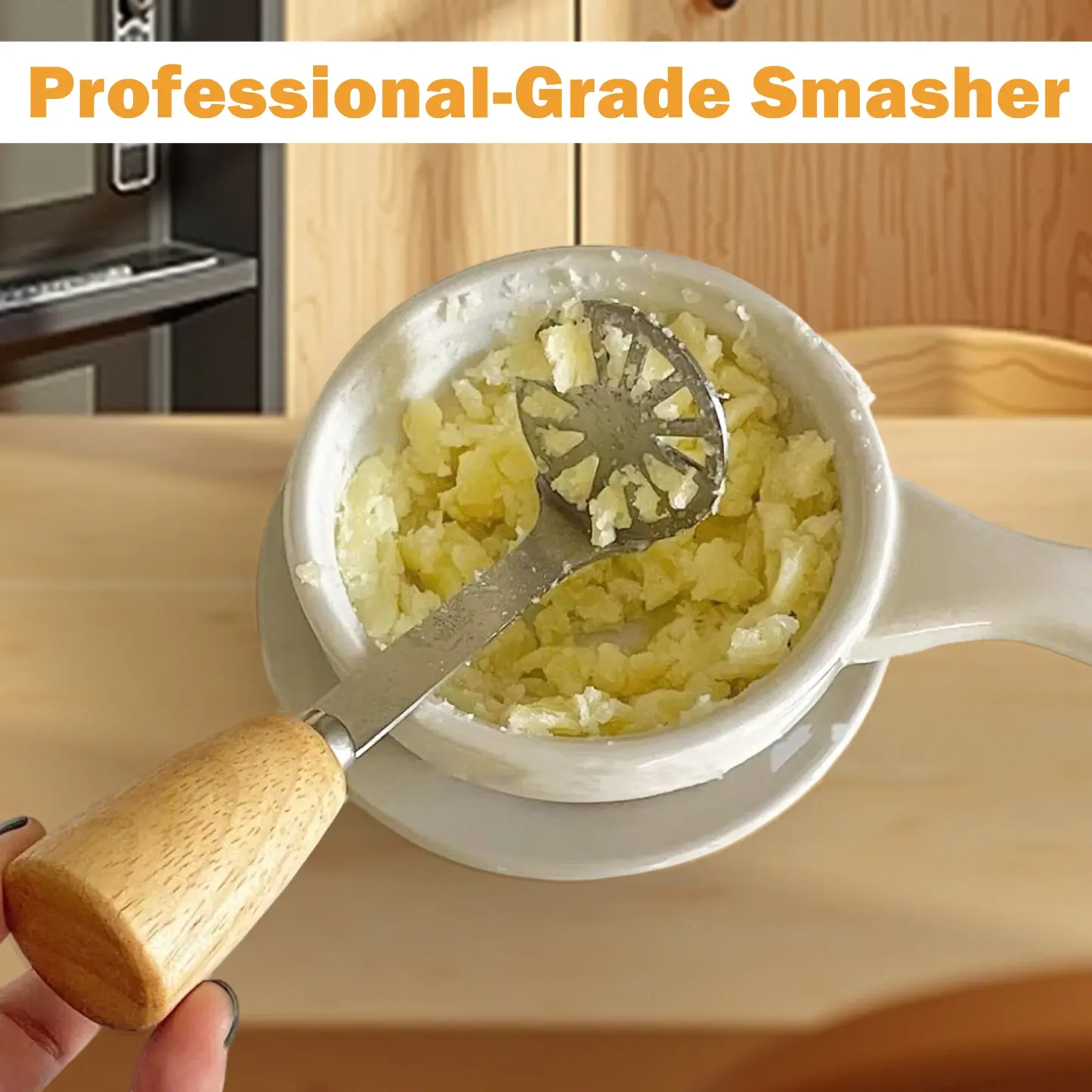 2 Count High Performance Mini Masher Set for Potatoes Avocados and Beans Stainless Steel Wood Handle