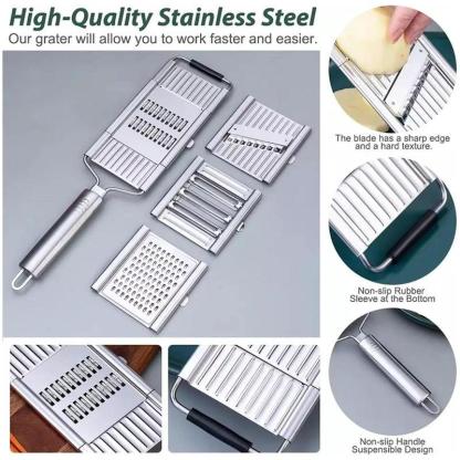 Stainless Steel 4 in 1 Multi-Purpose Vegetable Slicer,with 4 Adjustable Blades for Various Vegetables