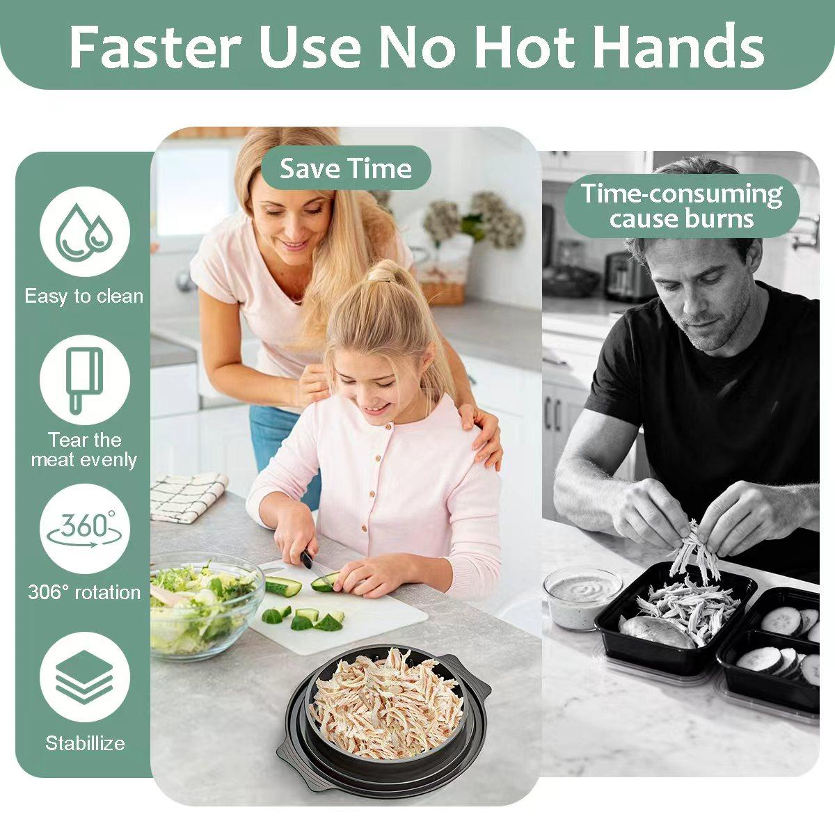 Gift for Fitness Lovers Large Chicken Shredder Tool with Visible Lid, Anti-Slip Ergonomic Handle, BPA Free Dishwas Large Capacity Safe Kitchen Gadget for Family Cooking, Elegant Black Meat Shredder for Pork/Beef/Vegetables Pet Owner Must-Have Perfect Gift