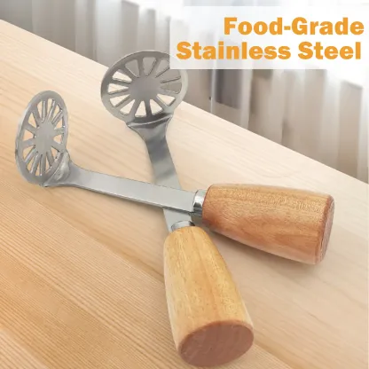 2 Count High Performance Mini Masher Set for Potatoes Avocados and Beans Stainless Steel Wood Handle