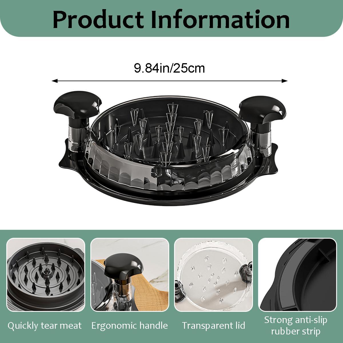 Gift for Fitness Lovers Large Chicken Shredder Tool with Visible Lid, Anti-Slip Ergonomic Handle, BPA Free Dishwas Large Capacity Safe Kitchen Gadget for Family Cooking, Elegant Black Meat Shredder for Pork/Beef/Vegetables Pet Owner Must-Have Perfect Gift