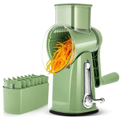 SUSTEAS Rotary Cheese Grater with Handle, 5 Well-Designed Blades, Strong Suction Cup Base, Kitchen Utensils Vegetable Slicer Dicer Fruit Vegetable Slicer Gadgets Kitchen