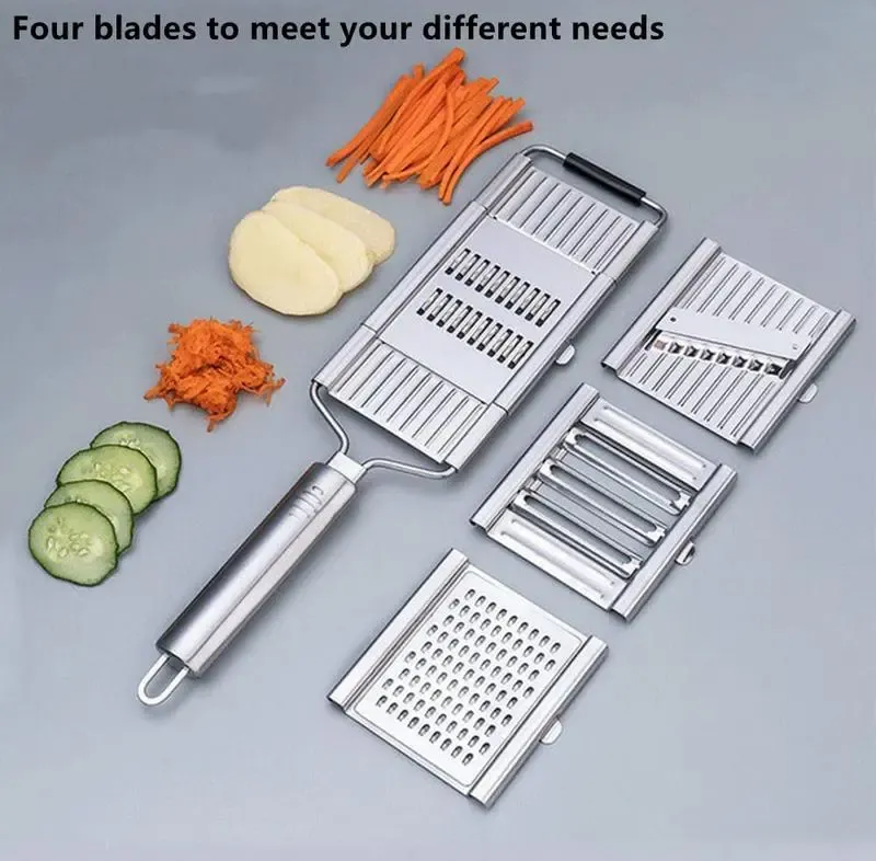 Stainless Steel 4 in 1 Multi-Purpose Vegetable Slicer,with 4 Adjustable Blades for Various Vegetables
