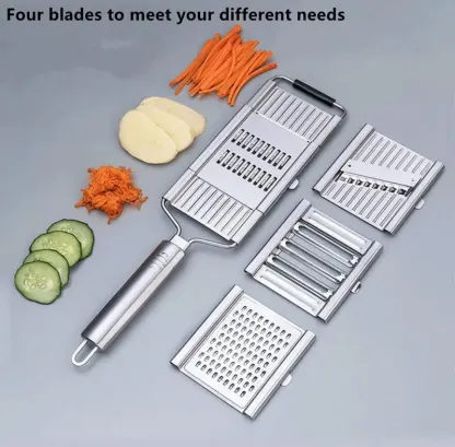 Stainless Steel 4 in 1 Multi-Purpose Vegetable Slicer,with 4 Adjustable Blades for Various Vegetables