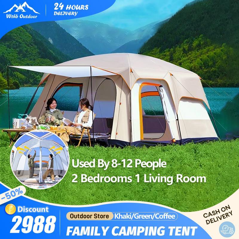 Camping Tent Heavy Duty Camping 8 People Tent, Outdoor Folding Portable Double Thickened Rainproof Fully Automatic