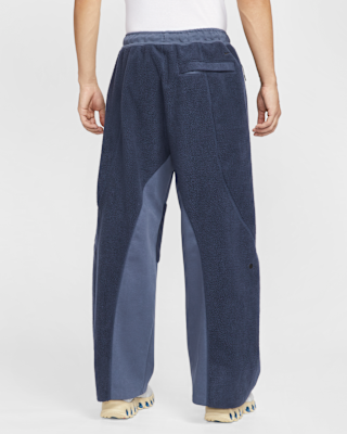 男子摇粒绒拼接直筒长裤