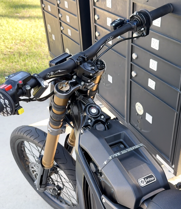 Custom Blacked-Out Surron Light Bee X Supermoto | Gold Forks, Dual Headlight, Street-Tire Conversion