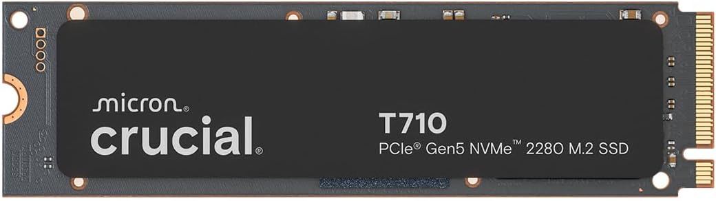 Crucial T705 PCIe Gen5 NVMe 2TB SSD, Up to 14,500MB/s, TLC NAND, Intel & Ryzen Compatible, for Hardcore Gaming & High-Speed Storage, Solid State Drive, Includes 1Mo Adobe CC – CT2000T705SSD3