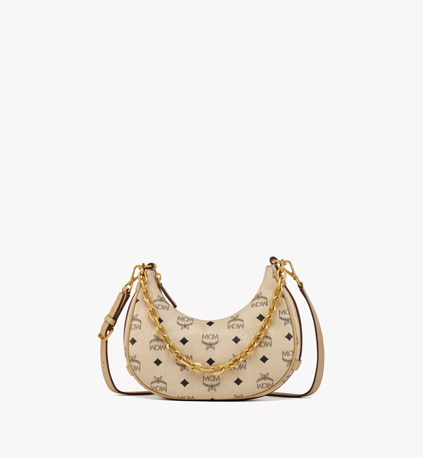 Aren Crescent Hobo Bag in Visetos（Small）