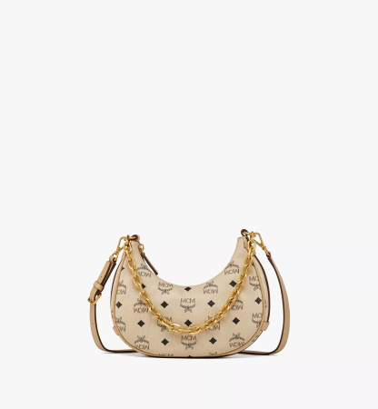 Aren Crescent Hobo Bag in Visetos（Small）