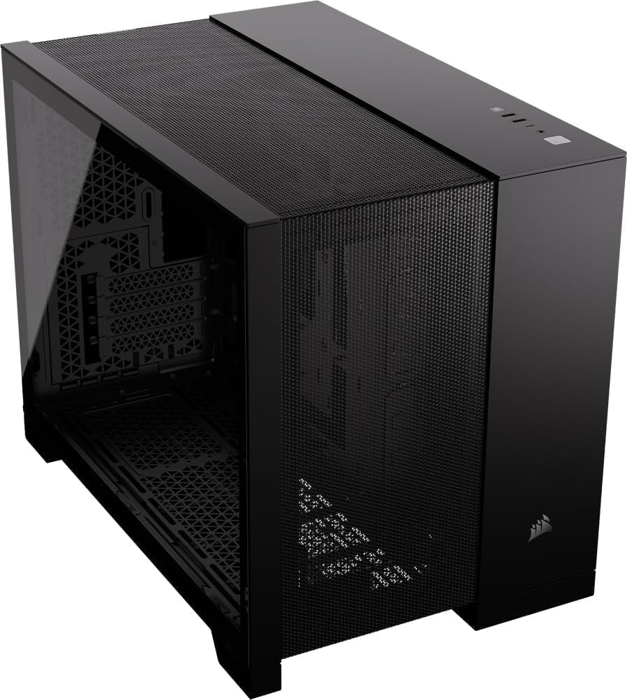 CORSAIR 2500X Small-Tower mATX Dual Camera PC Case - Panoramic Tempered Glass - Reverse Connection Compatible with Motherboard - No Fans Included - White