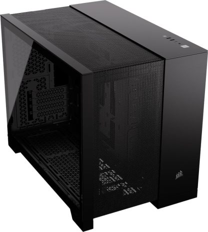 CORSAIR 2500X Small-Tower mATX Dual Camera PC Case - Panoramic Tempered Glass - Reverse Connection Compatible with Motherboard - No Fans Included - White