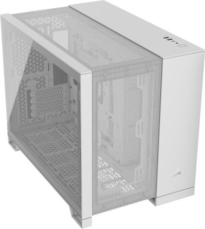 CORSAIR 2500X Small-Tower mATX Dual Camera PC Case - Panoramic Tempered Glass - Reverse Connection Compatible with Motherboard - No Fans Included - White
