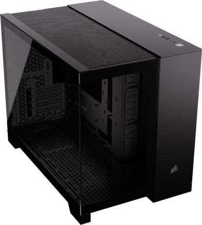 CORSAIR 2500X Small-Tower mATX Dual Camera PC Case - Panoramic Tempered Glass - Reverse Connection Compatible with Motherboard - No Fans Included - White