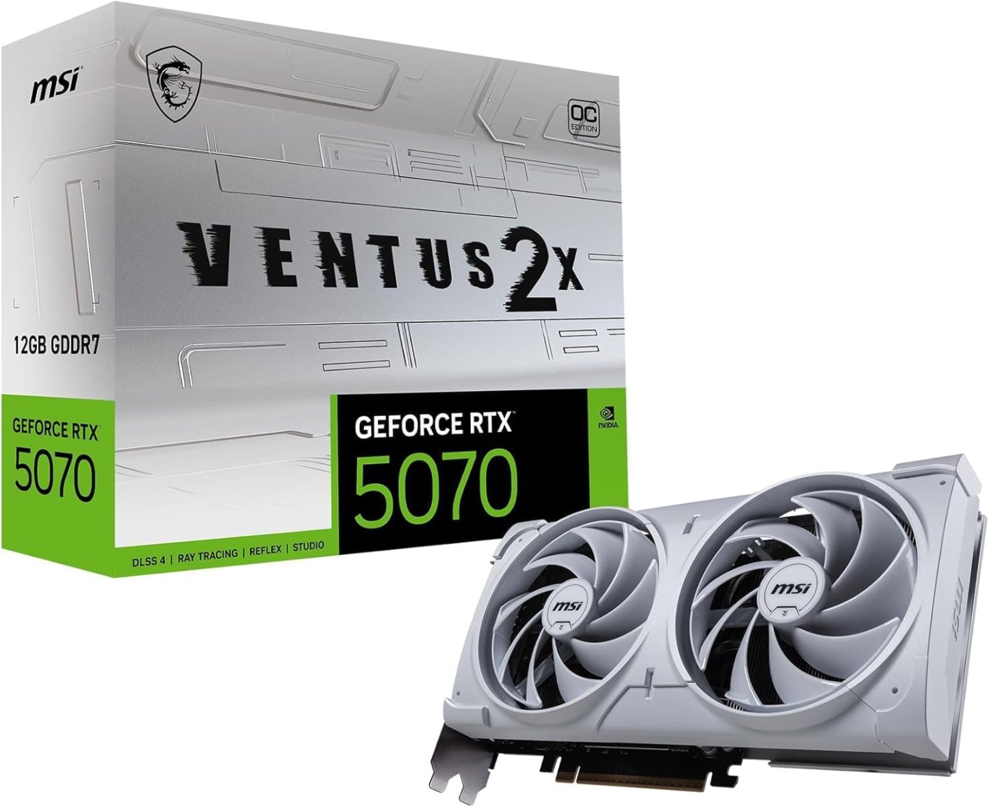 MSI RTX 5070 12G Gaming Trio OC Graphics Card (12GB GDDR7, 192-bit, Extreme Performance: 2625 MHz, DisplayPort x3 2.1a, HDMI 2.1b, NVIDIA Blackwell Architecture)