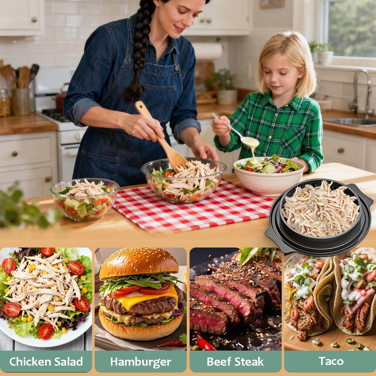 Gift for Fitness Lovers Large Chicken Shredder Tool with Visible Lid, Anti-Slip Ergonomic Handle, BPA Free Dishwas Large Capacity Safe Kitchen Gadget for Family Cooking, Elegant Black Meat Shredder for Pork/Beef/Vegetables Pet Owner Must-Have Perfect Gift
