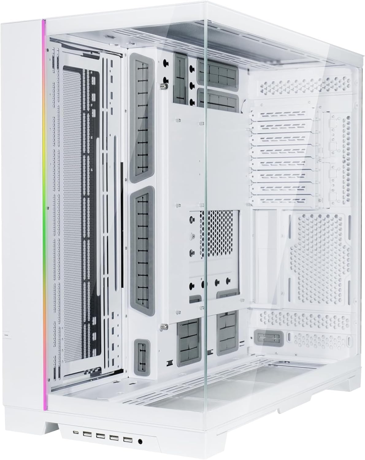 Lian Li Dynamic EVO XL - Up to 280mm E-ATX Motherboard - ARGB Lighting Strips - Up to 3X 420mm Radiator -Front and Side Tempered Glass Panels - Reversible Chassis- Cable Management (O11DEXL-W)