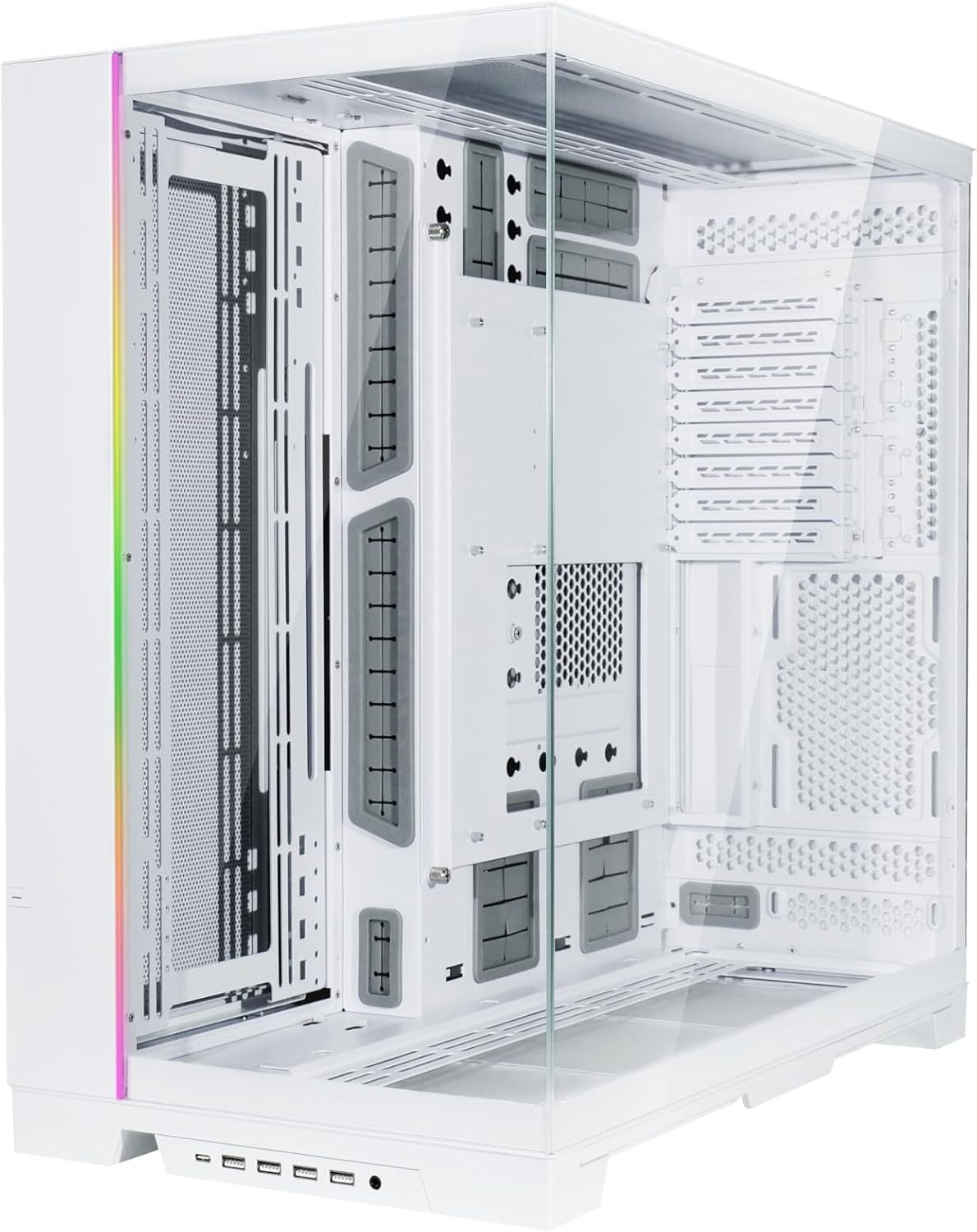 Lian Li Dynamic EVO XL - Up to 280mm E-ATX Motherboard - ARGB Lighting Strips - Up to 3X 420mm Radiator -Front and Side Tempered Glass Panels - Reversible Chassis- Cable Management (O11DEXL-W)
