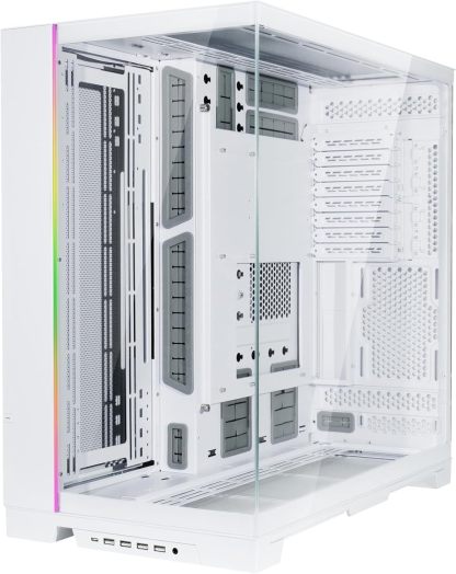 Lian Li Dynamic EVO XL - Up to 280mm E-ATX Motherboard - ARGB Lighting Strips - Up to 3X 420mm Radiator -Front and Side Tempered Glass Panels - Reversible Chassis- Cable Management (O11DEXL-W)
