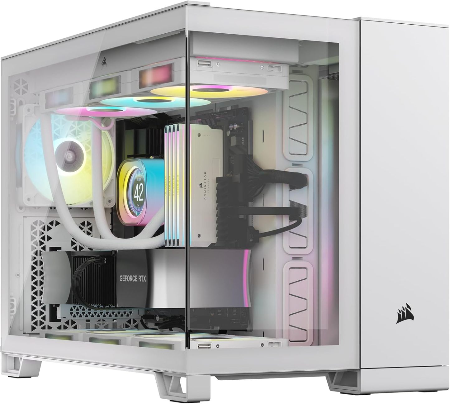 CORSAIR 2500X Small-Tower mATX Dual Camera PC Case - Panoramic Tempered Glass - Reverse Connection Compatible with Motherboard - No Fans Included - White