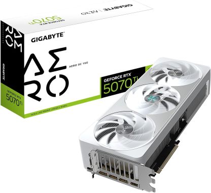 GIGABYTE GeForce RTX 5070 Ti AERO OC 16G Graphics Card, 16GB 256-bit GDDR7, PCIe 5.0, WINDFORCE Cooling System, GV-N507TAERO OC-16GD Video Card