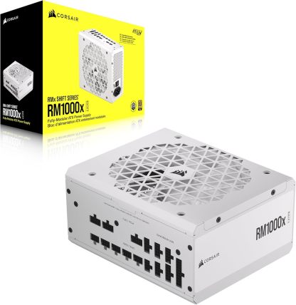 CORSAIR RM1000x Shift Fully Modular ATX Power Supply - 80 Plus Gold - ATX 3.1 - PCIe 5.1 - Zero RPM - Modular Side Interface - White