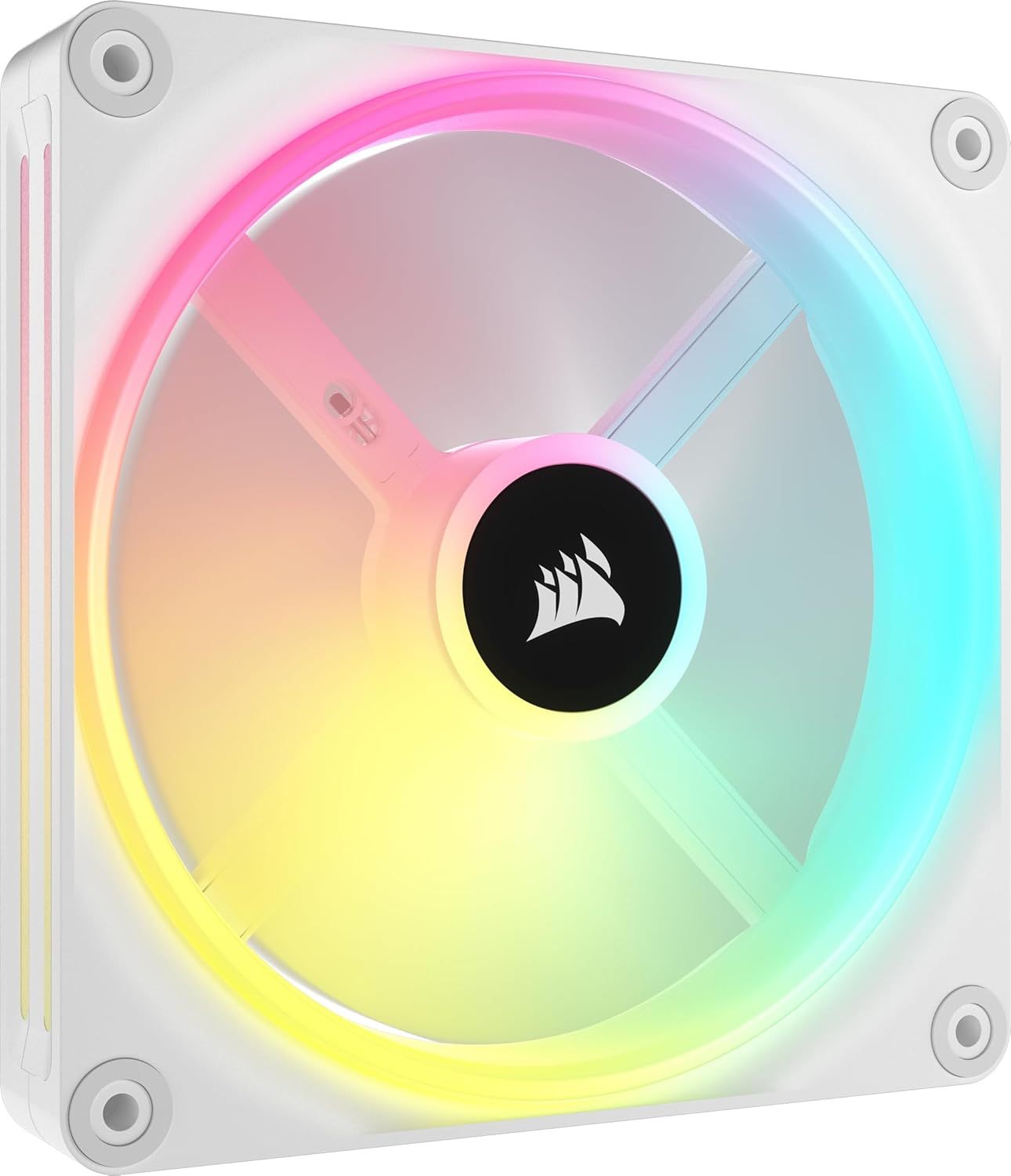 Corsair iCUE Link QX120 RGB 120mm Magnetic Dome RGB Fans - Triple Fan Starter Kit with iCUE Link System Hub - White