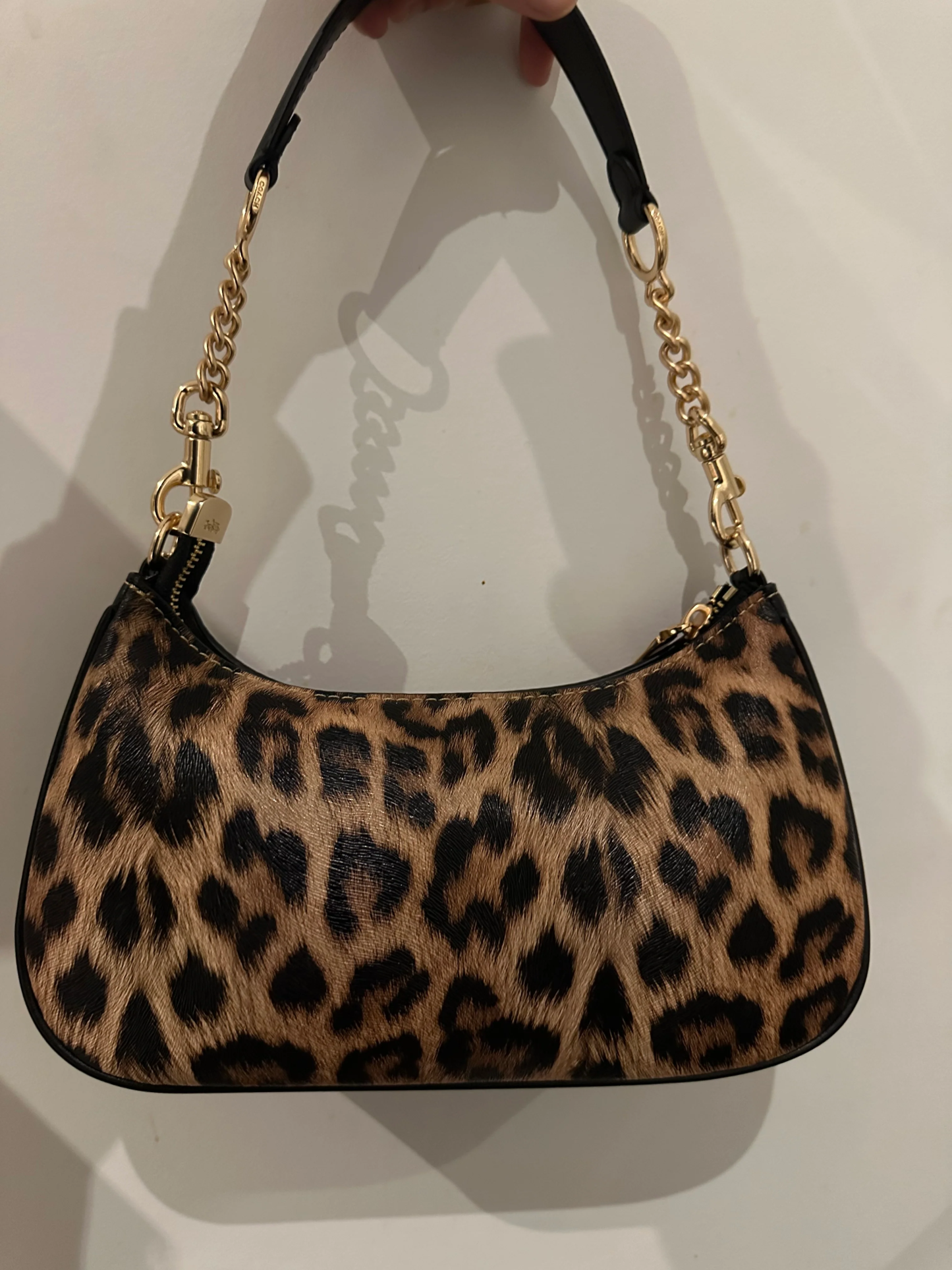 Teri Leopard Black Shoulder Handbag