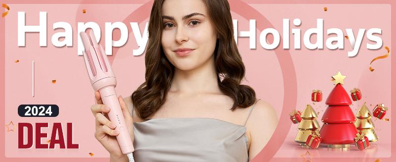 New Upgrade Automatic Curling Iron with 3 Temperatures Frizz-Free Smooth Shiny Hair, Anti-Scald-Tangle for Long Hair Auto Shut-Off Comfortable Hair Care Easy Operation  Hair Styling Tool for Women & Home Use valentine gifts Bidirectional Rotation