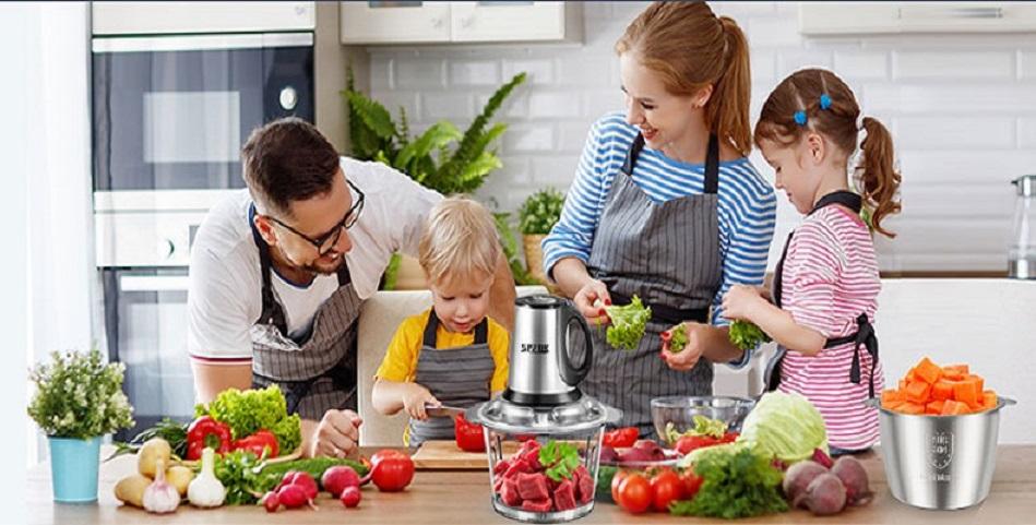 SPZTJK 2L Baby Food Processor & Meat Grinder&nbsp;- 2 Free Dishwasher-Safe Blades & Bowls, Pure Copper Motor for Homemade Puree/Nuts/Meat, BPA-Free & Quiet Design for Family Cooking