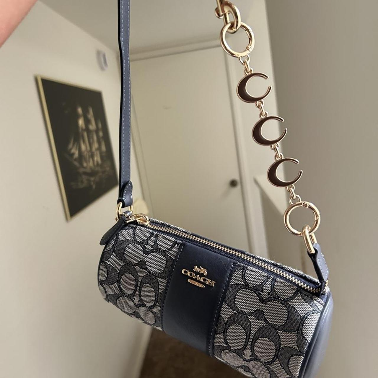 blue & gold monogram shoulder bag 