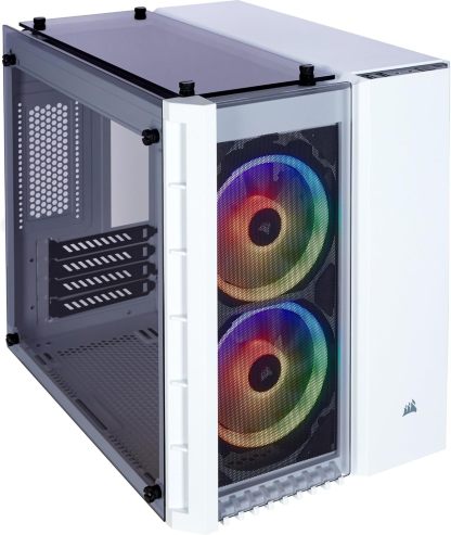 CORSAIR 2500X Small-Tower mATX Dual Camera PC Case - Panoramic Tempered Glass - Reverse Connection Compatible with Motherboard - No Fans Included - White
