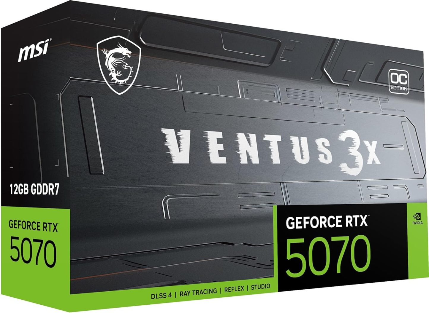 msi Gaming RTX 5070 12G Ventus 3X OC Graphics Card (12GB GDDR7, 192-bit, Extreme Performance: 2557 MHz, DisplayPort x3 2.1a, HDMI 2.1b, NVIDIA Blackwell Architecture)
