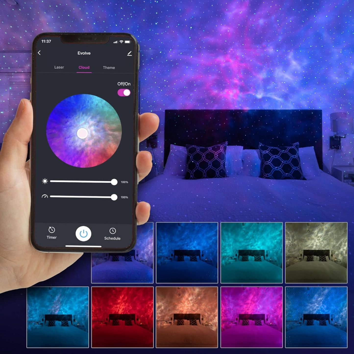 BlissLights Sky Lite Evolve - Star Projector, Galaxy Projector, LED Nebula Lighting, WiFi App, for Meditation, Relaxation, Gaming Room, Home Theater, and Bedroom Night Light Gift (Green Stars)