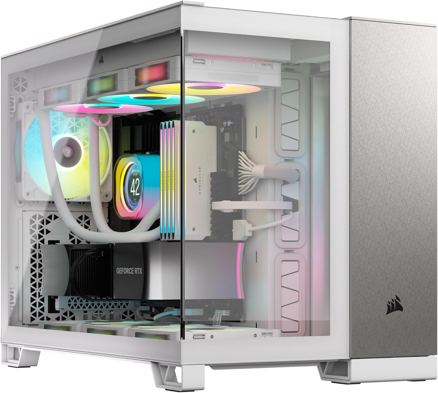 CORSAIR 2500X Small-Tower mATX Dual Camera PC Case - Panoramic Tempered Glass - Reverse Connection Compatible with Motherboard - No Fans Included - White