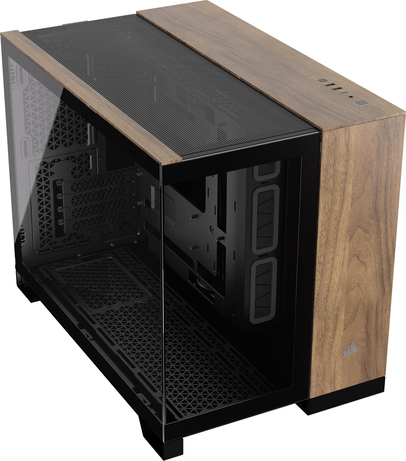 CORSAIR 2500X Small-Tower mATX Dual Camera PC Case - Panoramic Tempered Glass - Reverse Connection Compatible with Motherboard - No Fans Included - White