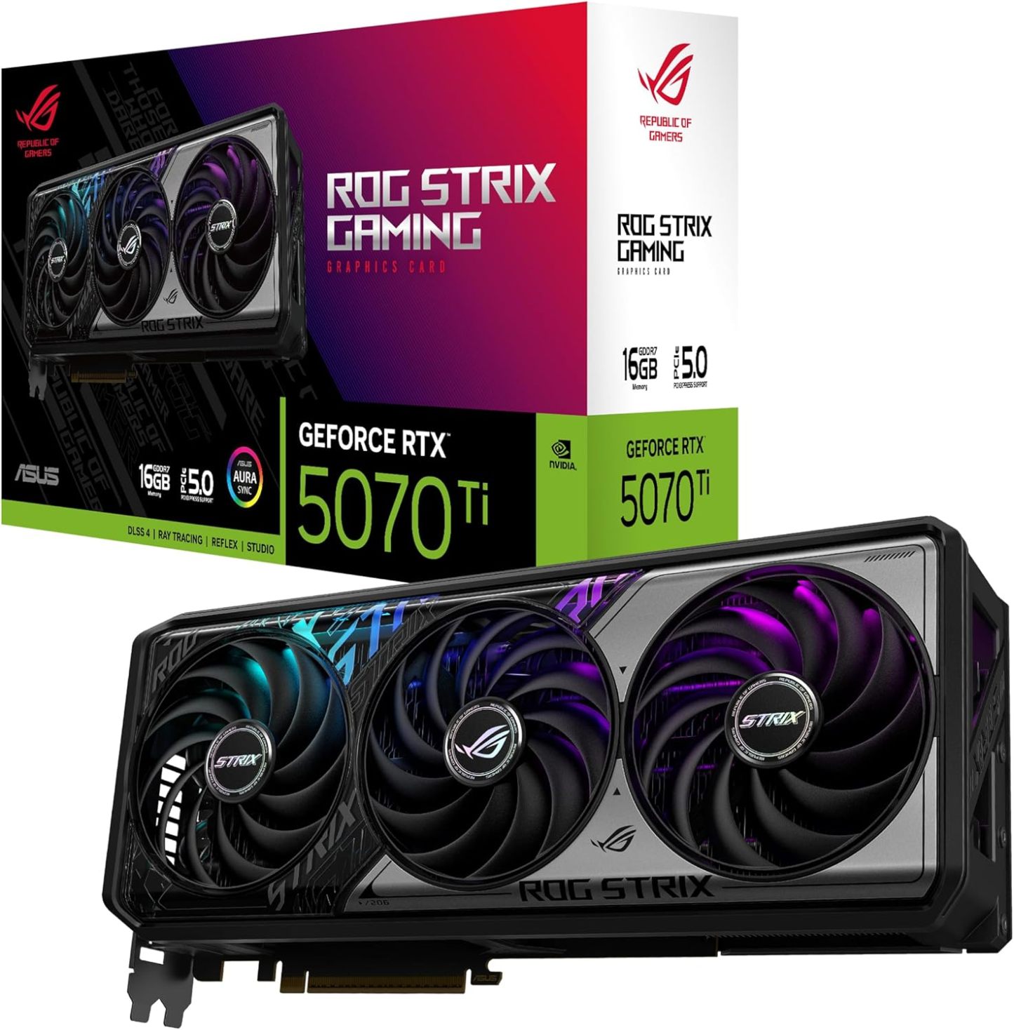 ASUS TUF GeForce RTX™ 5070 Ti 16GB GDDR7 White OC Edition Graphics Card, NVIDIA, Desktop (PCIe® 5.0, HDMI®/DP 2.1, 3.125-Slot, Military-Grade Components, Protective PCB Coating, Axial-tech Fans)