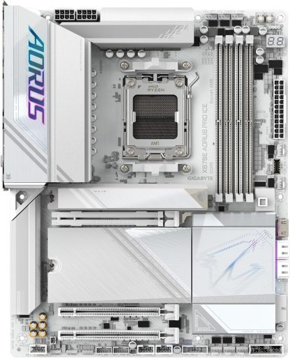 GIGABYTE X870E AORUS PRO ICE Motherboard - Supports AMD Ryzen 9000 CPUs, 16+2+2 Phases Digital VRM, up to 8000MHz DDR5 (OC), PCIe 5.0x3, Wi-Fi 7, 2.5GbE LAN, USB 4