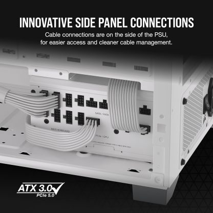 CORSAIR RM1000x Shift Fully Modular ATX Power Supply - 80 Plus Gold - ATX 3.1 - PCIe 5.1 - Zero RPM - Modular Side Interface - White